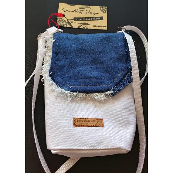 Fehér cordura-farmer telefontartó kistáska